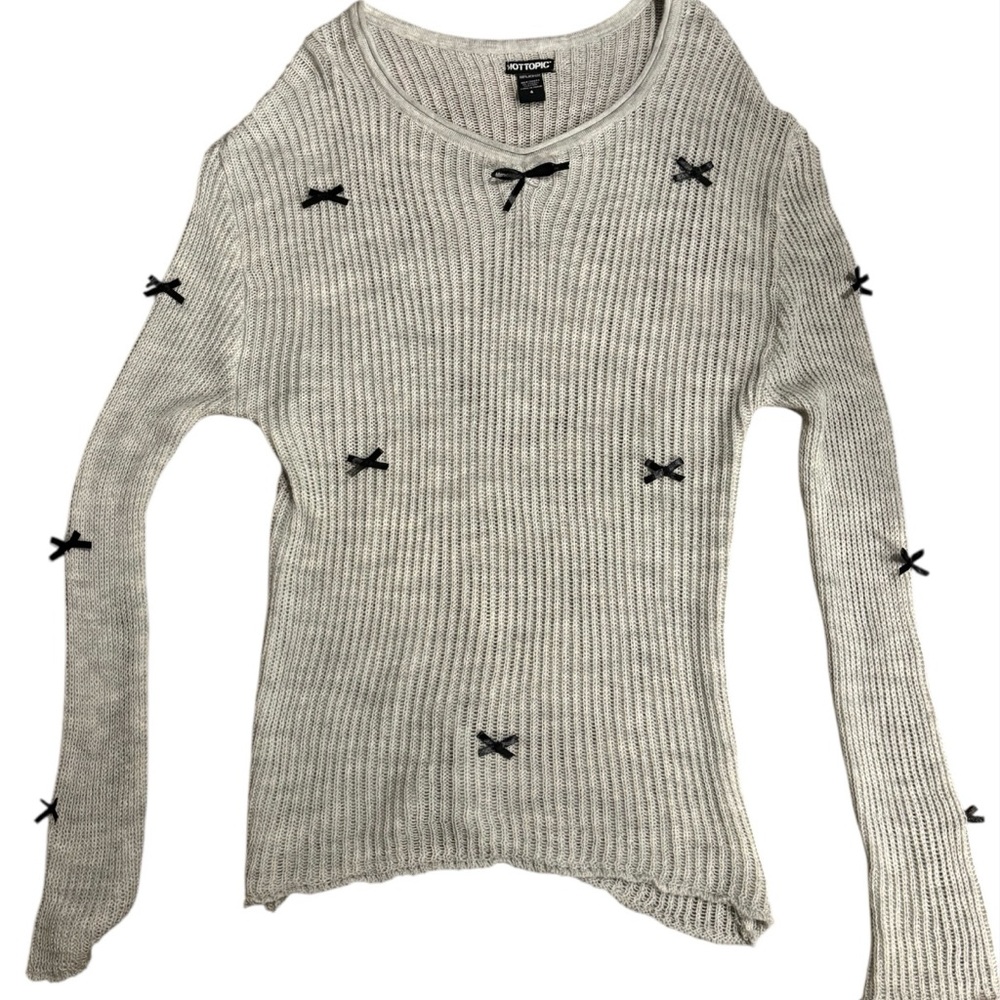 Hot Topic Gray Sweater with Black Bow Detail